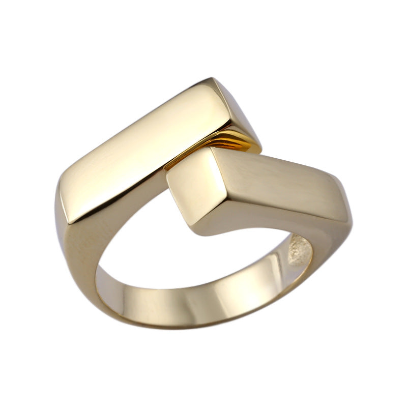 Gold-Tone Geometric Cross Ring in Silver - product view 1
