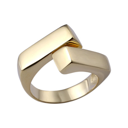 Gold-Tone Geometric Cross Ring in Silver - product view 1