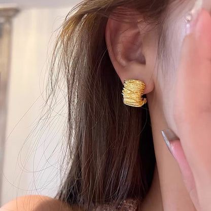 925 Silver Needle Internet Celebrity Same Style Gold Earrings Women's Light Luxury...