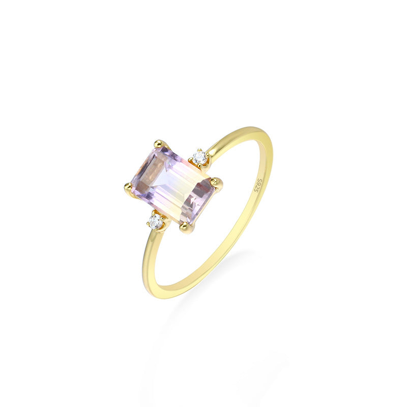 Octagonal Amethyst Silver Ring - view 4