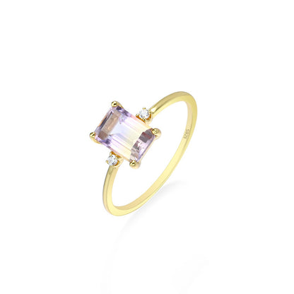 Octagonal Amethyst Silver Ring - view 4