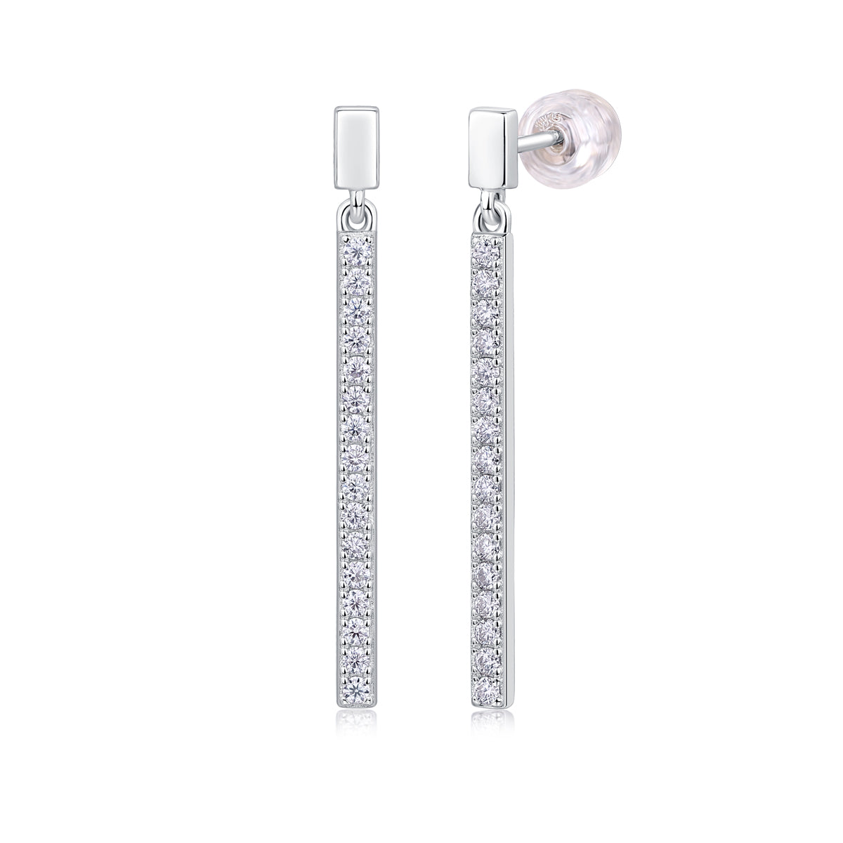 Jumping Diamond Set Moissanite Silver Earrings Luxury - view 2