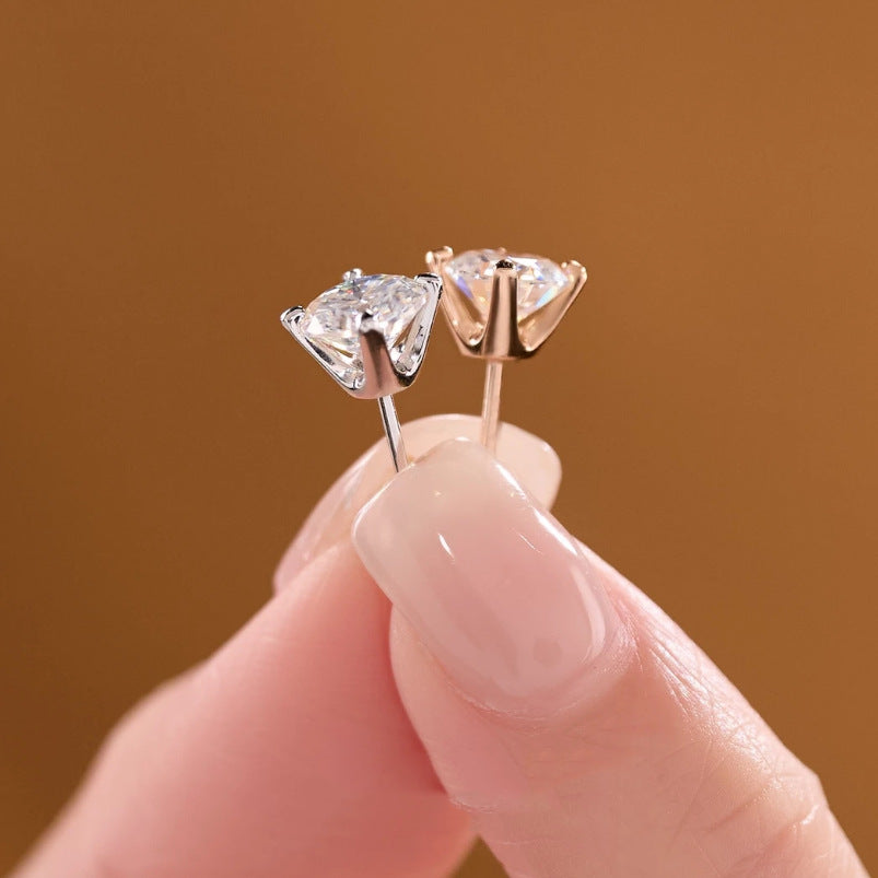 Four-Prong Screw-Back Moissanite Stud Earrings