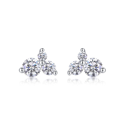 Wave Diamond Set Moissanite Silver Earrings