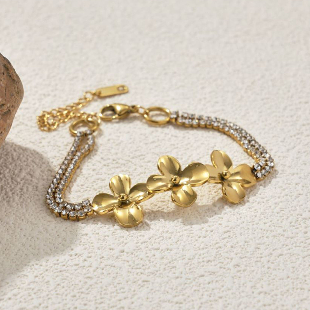 Light Luxury Gold Plated Stainless Steel Flat Bracelet - view 4