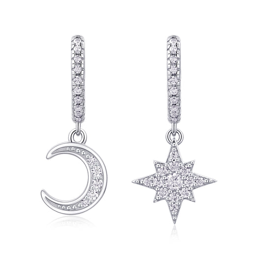 Star And Moon Interdependent Fashionable Earrings
