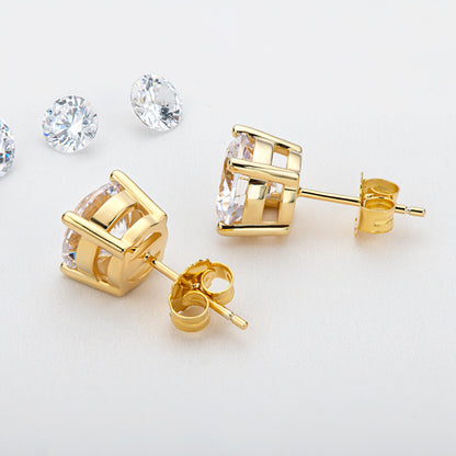Gold-Tone Moissanite Solitaire Stud Earrings - view 1