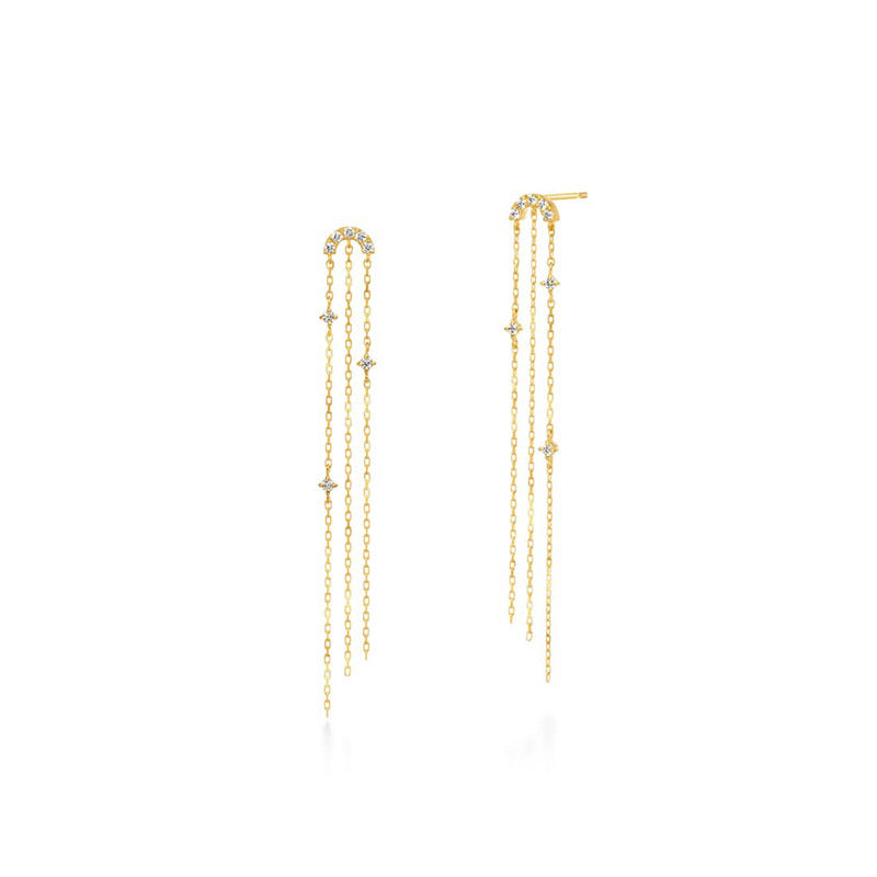 Celestial Chain Drop Earrings in Silver