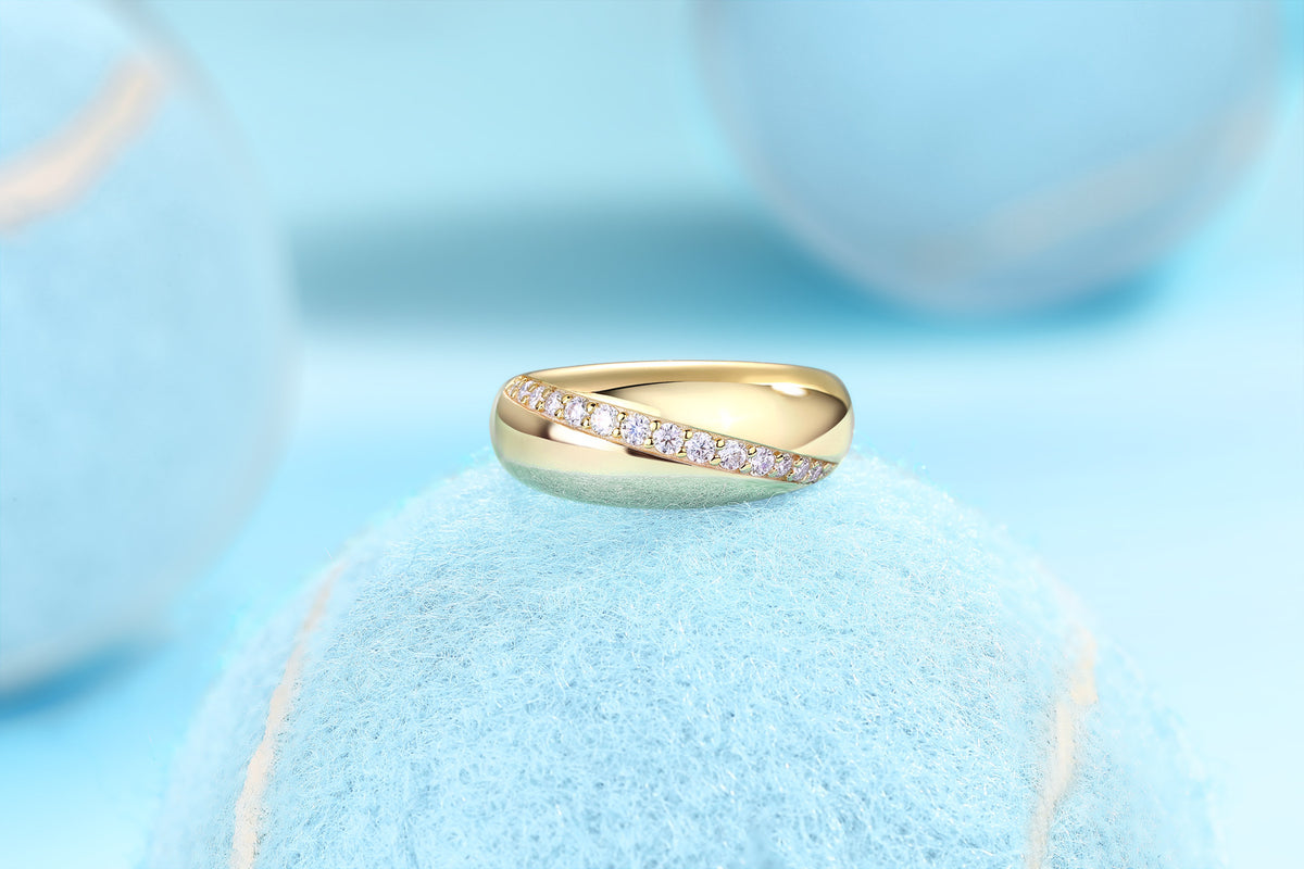 Moissanite Solitaire Ring in Gold-Tone Silver - product view 4