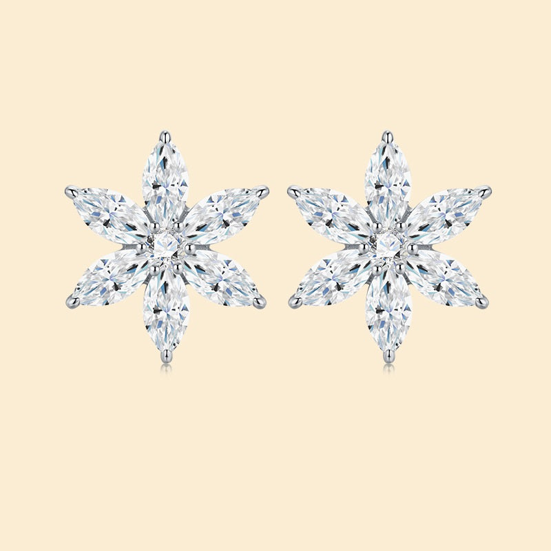 Starburst Moissanite Silver Stud Earrings - product view 4
