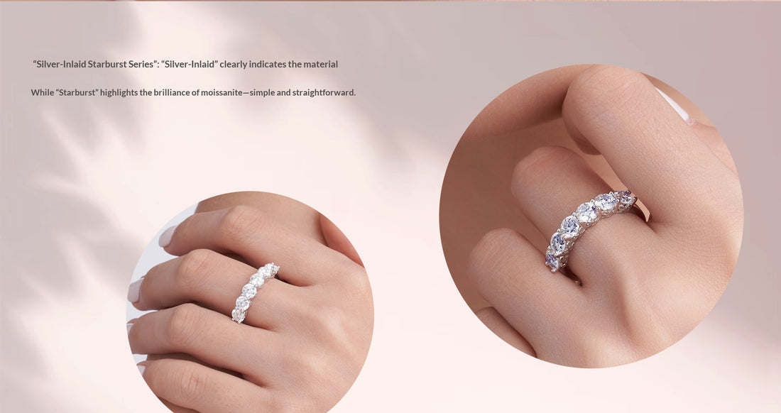 S925 Sterling Silver Moissanite Ring Women's Band Style