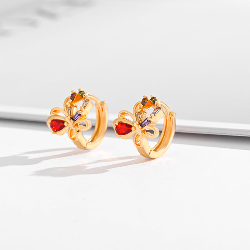 Fashion Multi-style Square Crystal Zircon Ornament Gold Plated Diamond Ear Ring - view 3