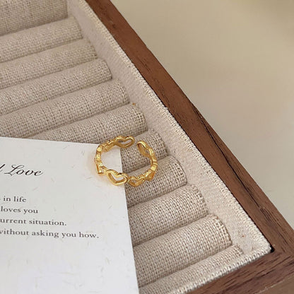Gold-Tone Open Heart Silver Ring - view 6