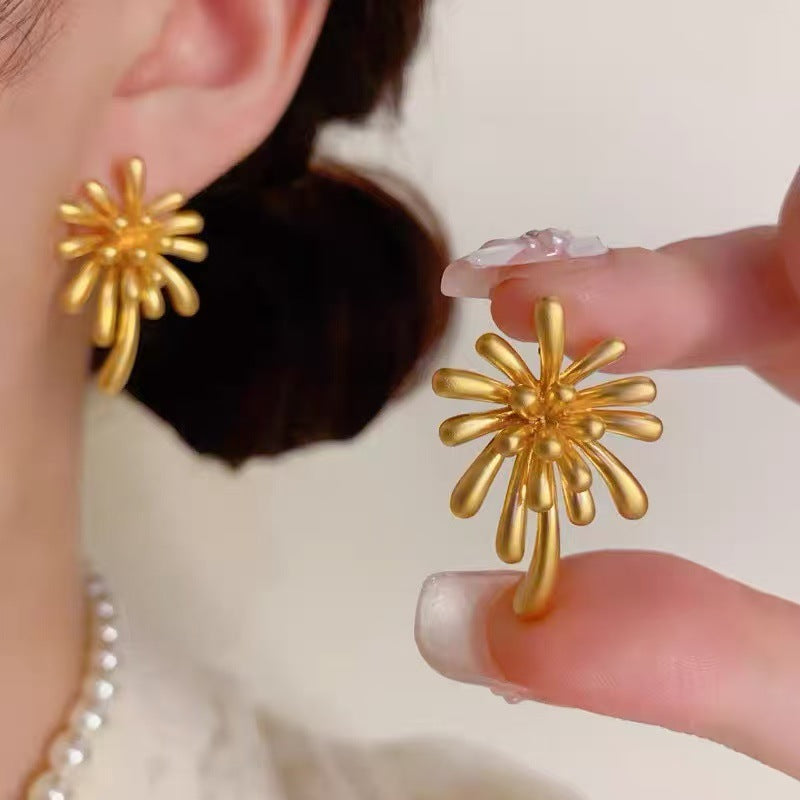 925 Silver Needle Internet Celebrity Same Style Gold Earrings Women's Light Luxury...