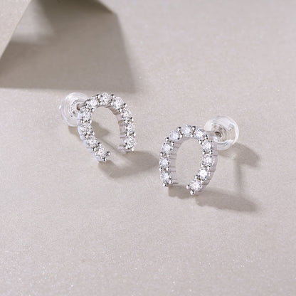Keep Happiness Diamond Set Moissanite Silver Earrings - view 4