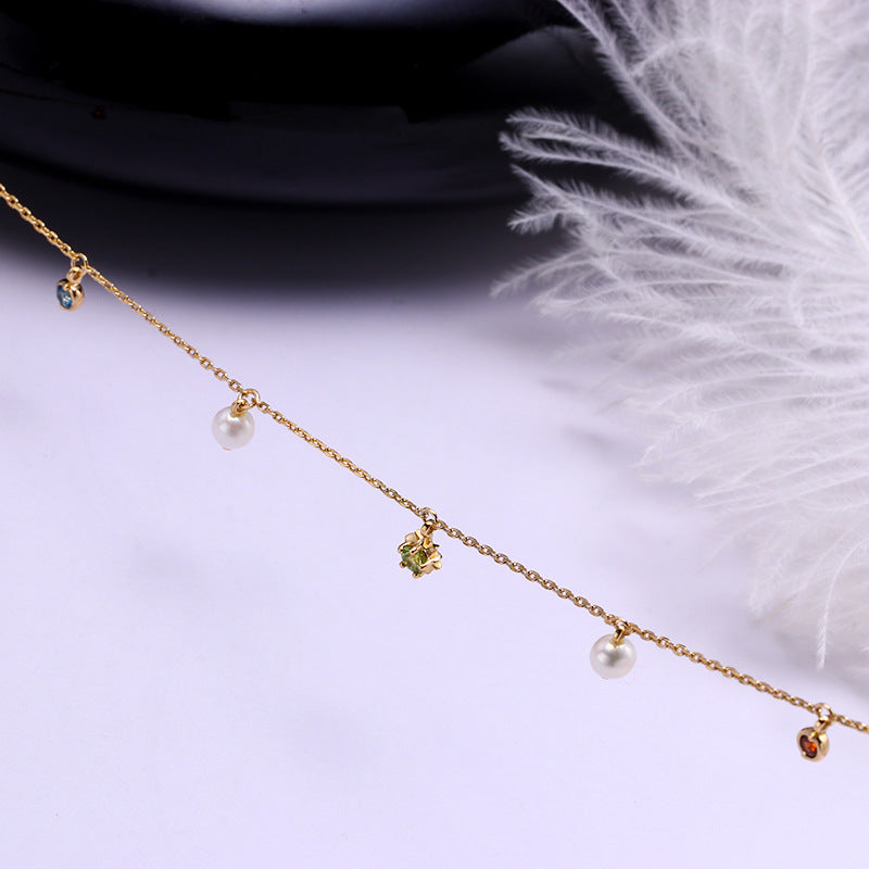 Star & Pearl Station Necklace in Gold-Tone Silver - view 5