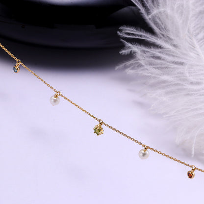 Star & Pearl Station Necklace in Gold-Tone Silver - view 5