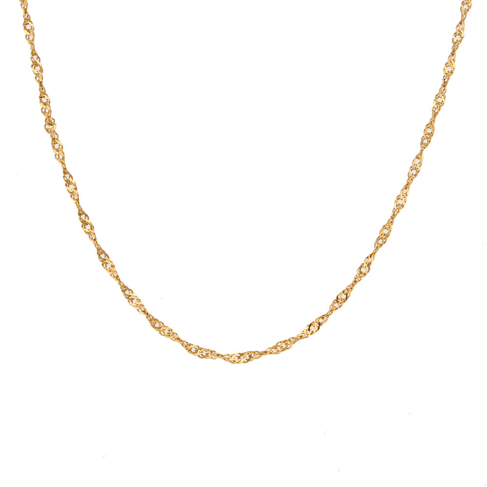 Clavicle Chain Stainless Steel Gold Plated Water Wave Chain Bracelet - view 3