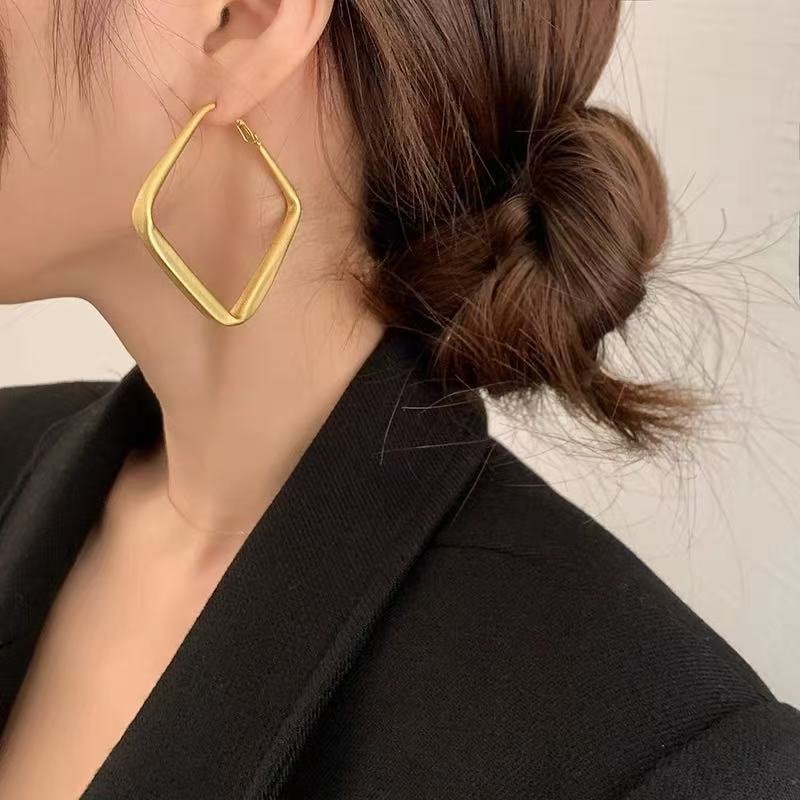 925 Silver Needle Internet Celebrity Same Style Gold Earrings Women's Light Luxury...