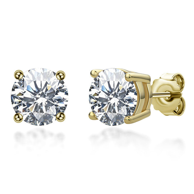 Gold-Tone Moissanite Solitaire Stud Earrings - view 2