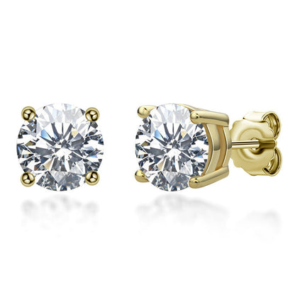 Gold-Tone Moissanite Solitaire Stud Earrings - view 2