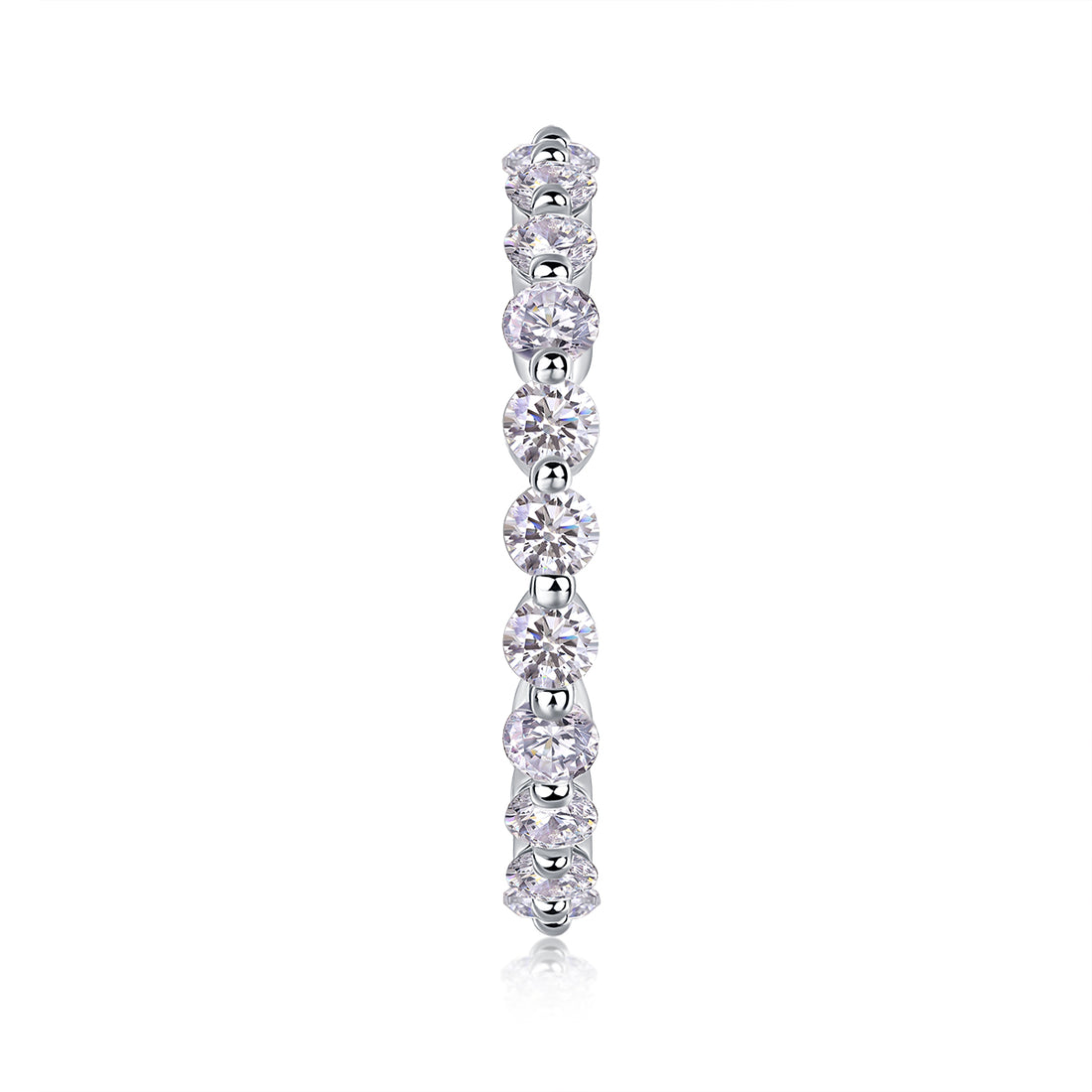 S925 Silver 1.6g Platinum Plated Moissanite Ring, 3.0mm Wavy Eternity 22pcs D VVS1