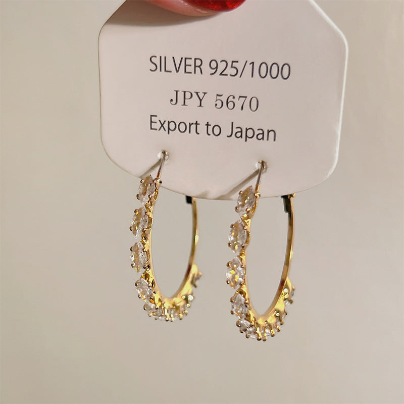 925 Silver Needle Internet Celebrity Same Style Gold Earrings Women's Light Luxury...