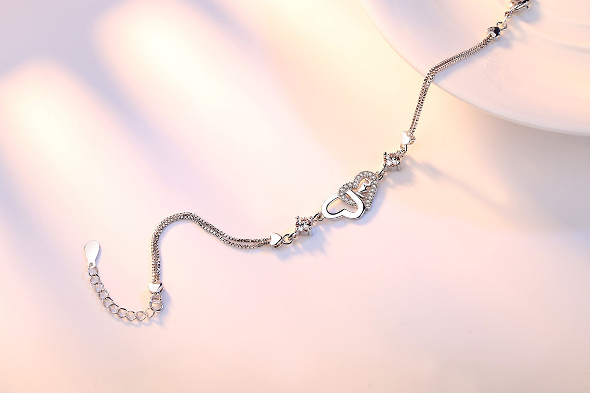Heart-Detail Silver Chain Bracelet - product view 2