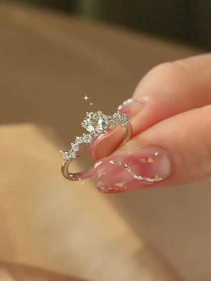 Adjustable One-Carat Moissanite Ring in S925 Silver - product view 2
