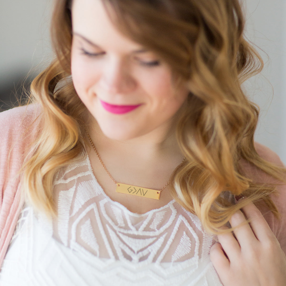 European And American Fashion One Word Horizontal Bar Pendant - view 5