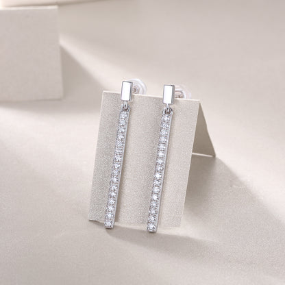 Jumping Diamond Set Moissanite Silver Earrings Luxury - view 3