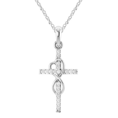 Alloy Pendant Diamond Eight-character Cross Necklace - view 4