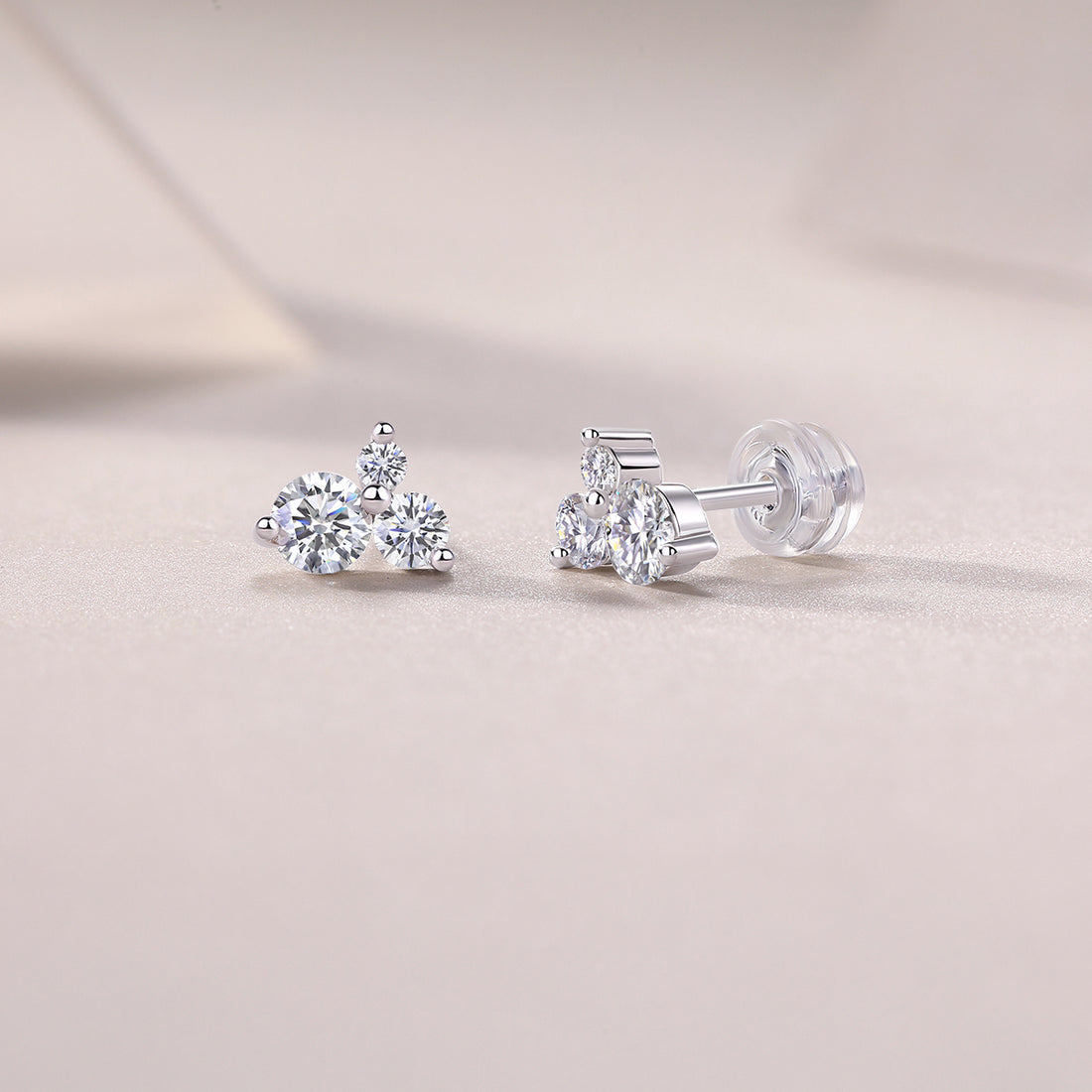 Wave Diamond Set Moissanite Silver Earrings Luxury