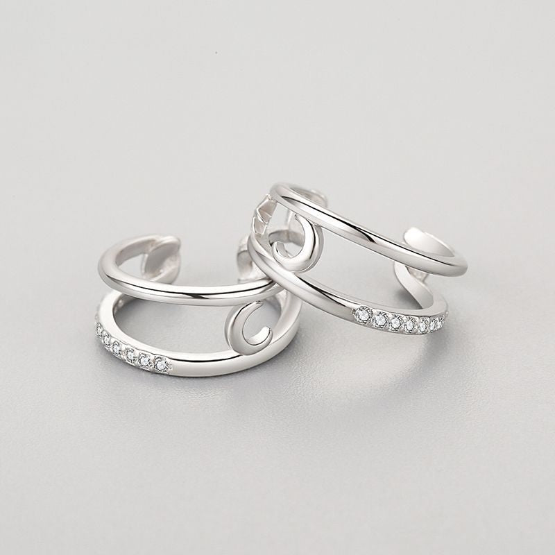 Star-Moon Silver Ear Cuffs - product view 1