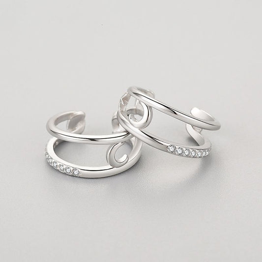 Star-Moon Silver Ear Cuffs - product view 1