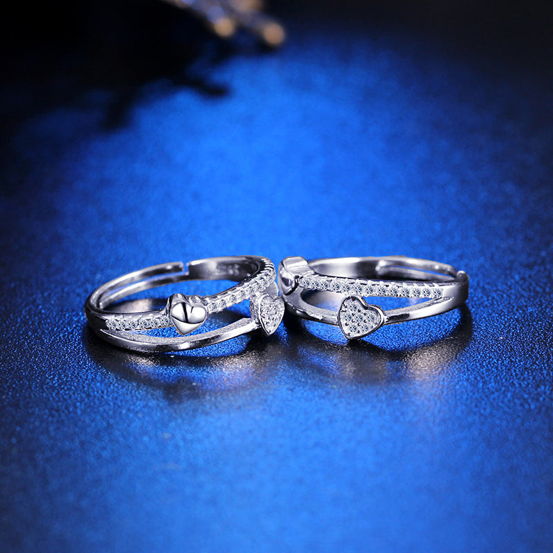 Twin Heart Open Silver Ring - product view 4
