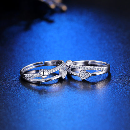 Twin Heart Open Silver Ring - product view 4