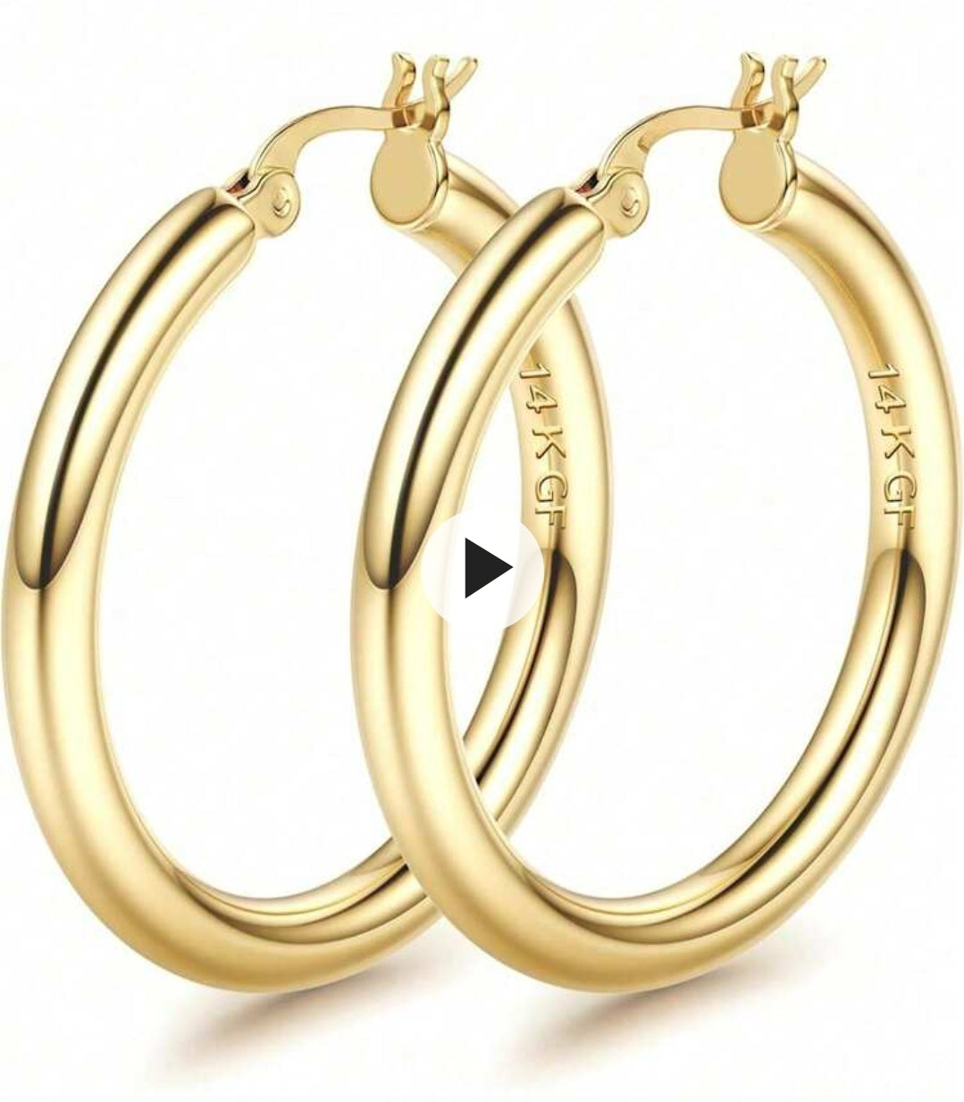 Gold Filled Shiny Polished Round Creole Hoop Earrings All Sizes
