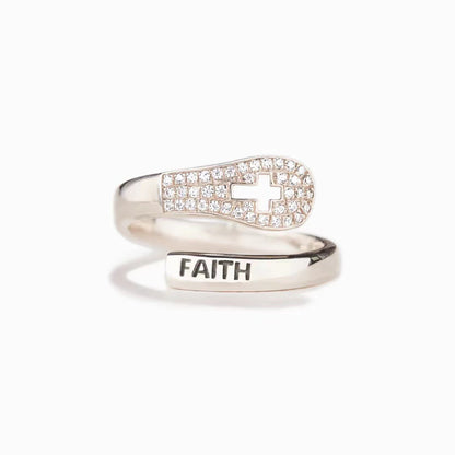 S925 Sterling Silver Faith Cross Zircon Ring - view 3