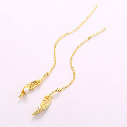 Feather Threader Earrings in S925 Silver - product view 5